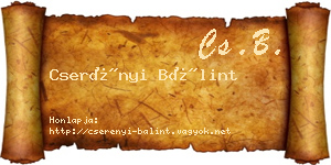 Cserényi Bálint névjegykártya
